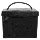CHANEL Vanity Bag Patent Leather 2way Black Gold CC Auth 121811-3