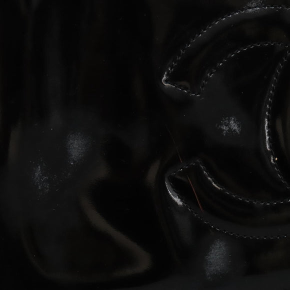 CHANEL Vanity Bag Patent Leather 2way Black Gold CC Auth 121811