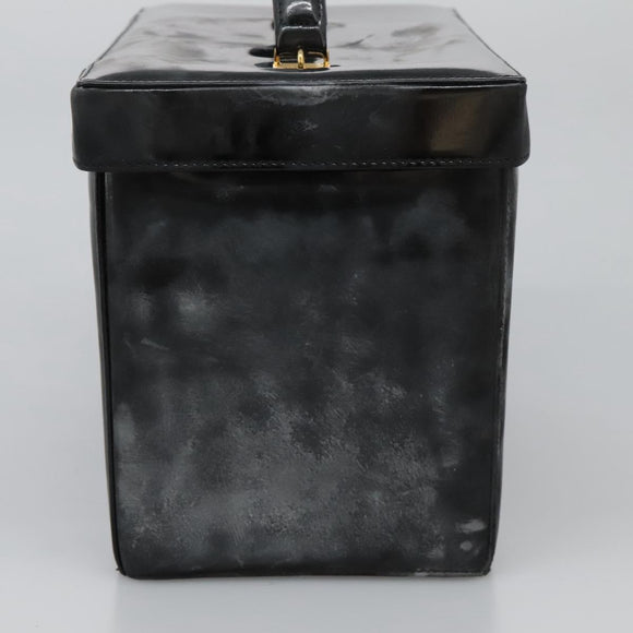 CHANEL Vanity Bag Patent Leather 2way Black Gold CC Auth 121811