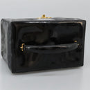 CHANEL Vanity Bag Patent Leather 2way Black Gold CC Auth 121811-8