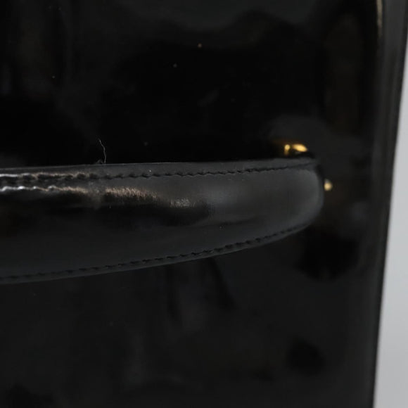 CHANEL Vanity Bag Patent Leather 2way Black Gold CC Auth 121811