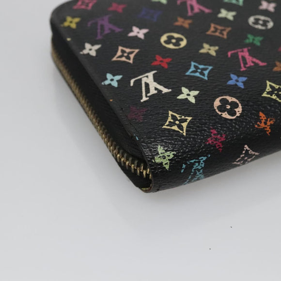 LOUIS VUITTON Monogram Multicolor Zippy Wallet Long Black M60243 LV Auth 121827