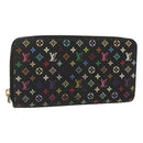LOUIS VUITTON Monogram Multicolor Zippy Wallet Long Black M60243 LV Auth 121827-1
