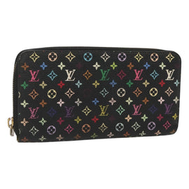LOUIS VUITTON Monogram Multicolor Zippy Wallet Long Black M60243 LV Auth 121827