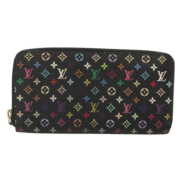LOUIS VUITTON Monogram Multicolor Zippy Wallet Long Black M60243 LV Auth 121827