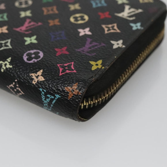 LOUIS VUITTON Monogram Multicolor Zippy Wallet Long Black M60243 LV Auth 121827