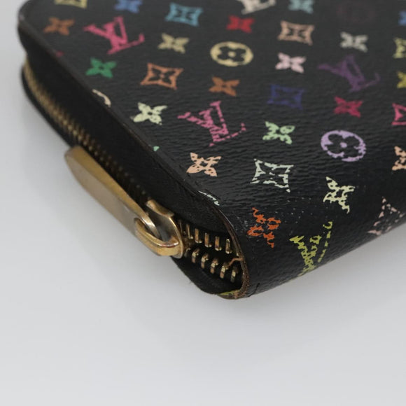 LOUIS VUITTON Monogram Multicolor Zippy Wallet Long Black M60243 LV Auth 121827