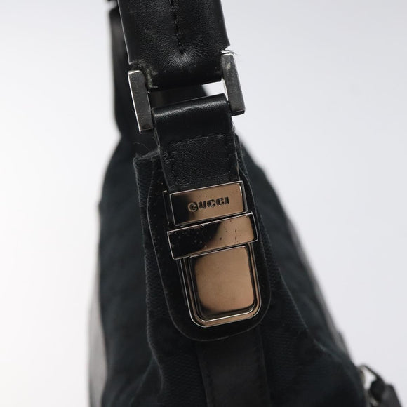 GUCCI GG Canvas Shoulder Bag Black Silver 0014302 Auth 121829