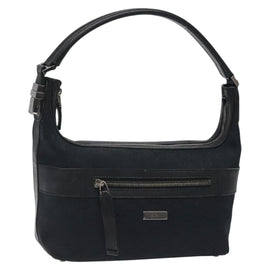 GUCCI GG Canvas Shoulder Bag Black Silver 0014302 Auth 121829