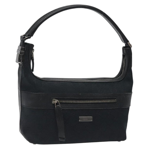 GUCCI GG Canvas Shoulder Bag Black Silver 0014302 Auth 121829