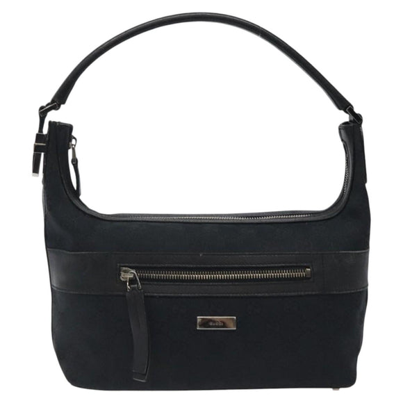 GUCCI GG Canvas Shoulder Bag Black Silver 0014302 Auth 121829
