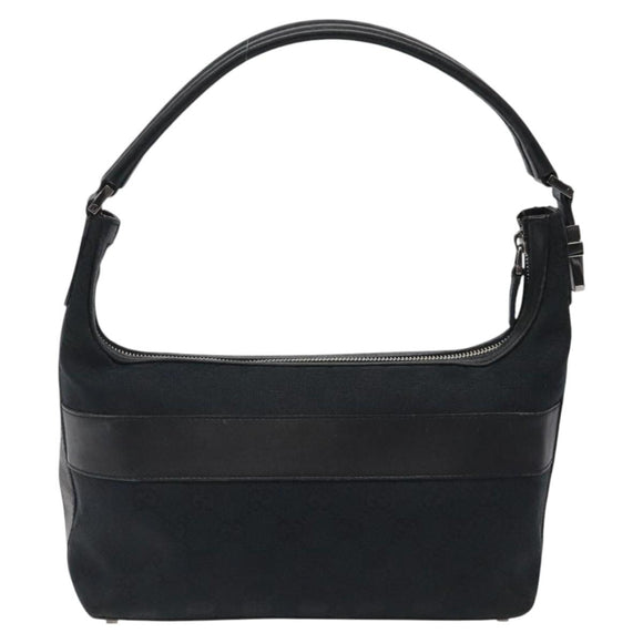 GUCCI GG Canvas Shoulder Bag Black Silver 0014302 Auth 121829