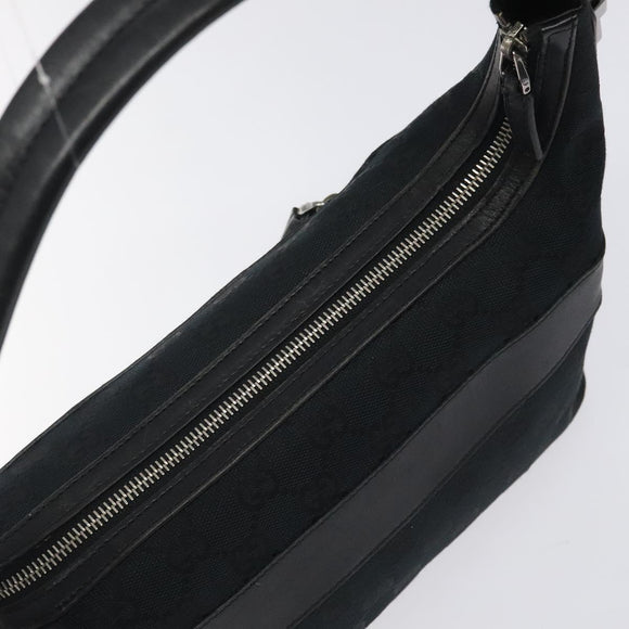 GUCCI GG Canvas Shoulder Bag Black Silver 0014302 Auth 121829