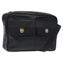 CELINE Shoulder Bag Leather Black Gold Auth 121842-1