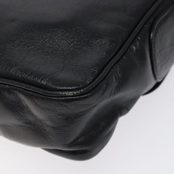 CELINE Shoulder Bag Leather Black Gold Auth 121842