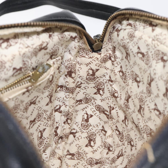 CELINE Shoulder Bag Leather Black Gold Auth 121842