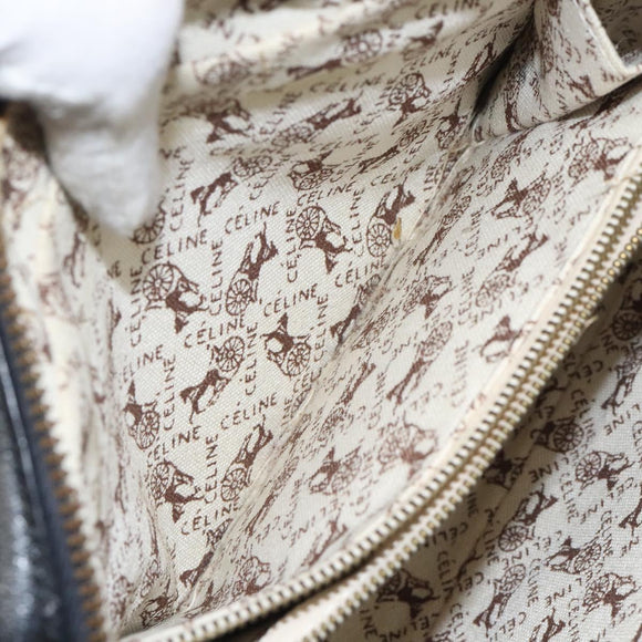 CELINE Shoulder Bag Leather Black Gold Auth 121842