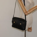 CELINE Shoulder Bag Leather Black Gold Auth 121842-23