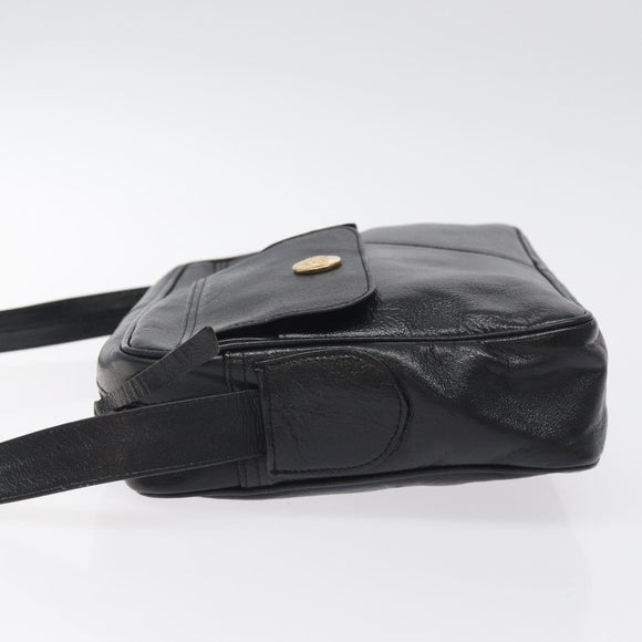 CELINE Shoulder Bag Leather Black Gold Auth 121842