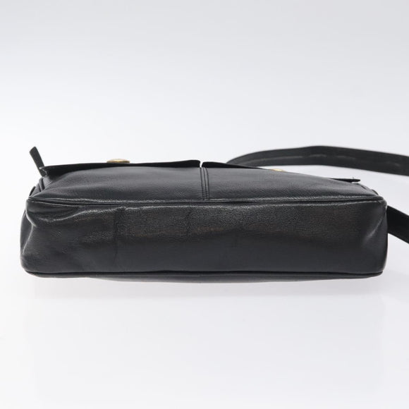 CELINE Shoulder Bag Leather Black Gold Auth 121842