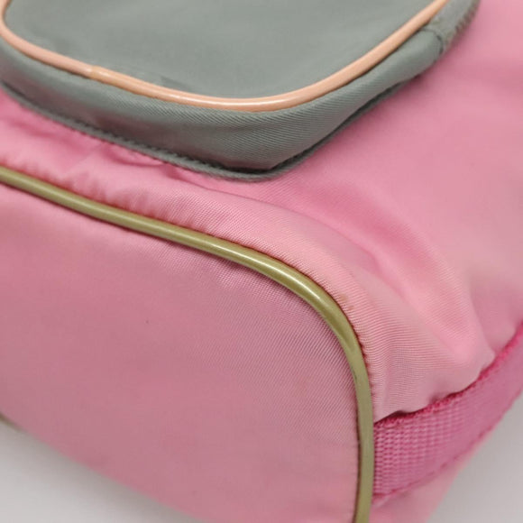 PRADA Hand Bag Nylon Pink Silver Auth 121843
