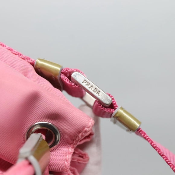 PRADA Hand Bag Nylon Pink Silver Auth 121843