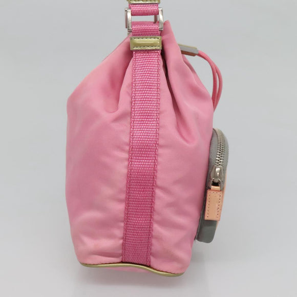 PRADA Hand Bag Nylon Pink Silver Auth 121843