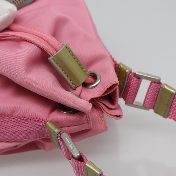 PRADA Hand Bag Nylon Pink Silver Auth 121843