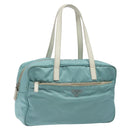 PRADA Handtasche Nylon Blau Silber Auth 121844-1
