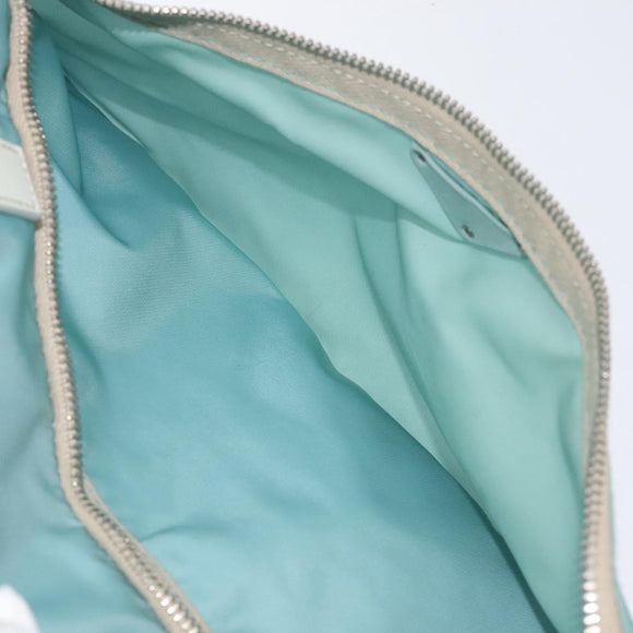 PRADA Handtasche Nylon Blau Silber Auth 121844
