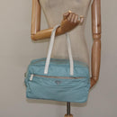 PRADA Handtasche Nylon Blau Silber Auth 121844-25