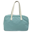 PRADA Handtasche Nylon Blau Silber Auth 121844-2