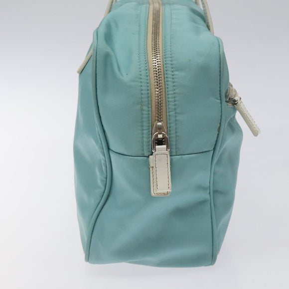 PRADA Hand Bag Nylon Blue Silver Auth 121844