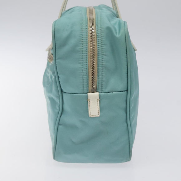PRADA Handtasche Nylon Blau Silber Auth 121844