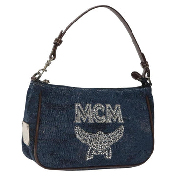 MCM Accessory Pouch Canvas Navy Silver Auth 121847