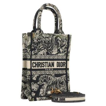 Christian Dior Mini Vertical Hand Bag Canvas 2way Black Auth 121850