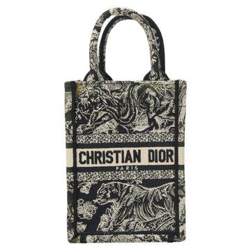 Christian Dior Mini Vertical Hand Bag Canvas 2way Black Auth 121850 - 0