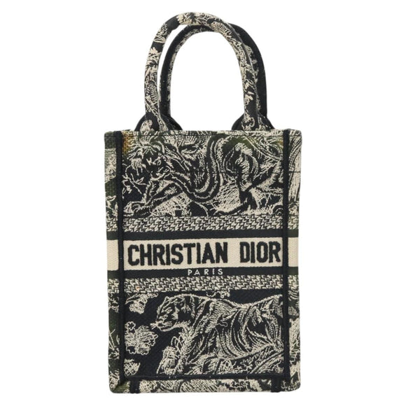 Christian Dior Mini Vertical Hand Bag Canvas 2way Black Auth 121850