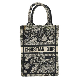 Christian Dior Mini Vertical Hand Bag Canvas 2way Black Auth 121850 - 0