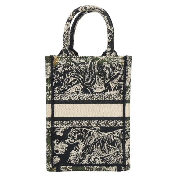 Christian Dior Mini Vertical Hand Bag Canvas 2way Black Auth 121850