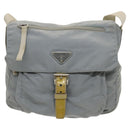 PRADA Shoulder Bag Nylon Light Blue Silver Auth 121882-13