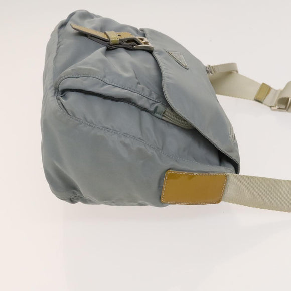PRADA Shoulder Bag Nylon Light Blue Silver Auth 121882