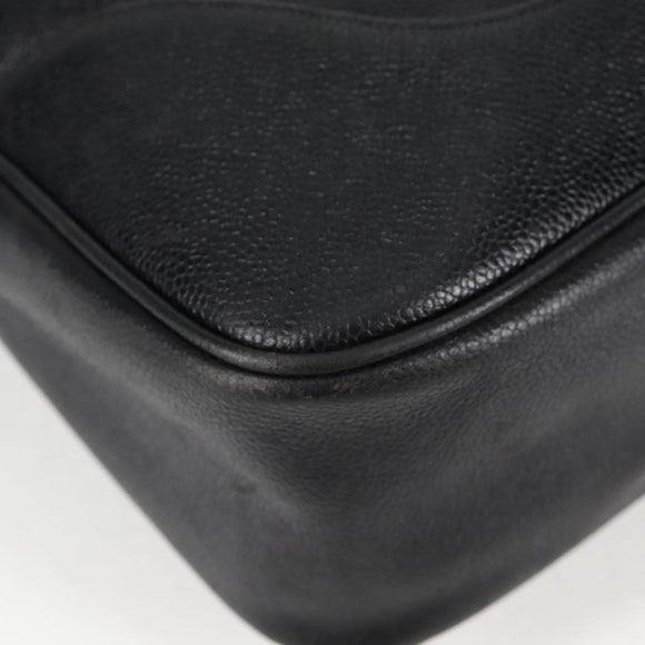 CHANEL COCO Mark Shoulder Bag Caviar Skin Black Gold CC Auth 121888