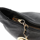 CHANEL COCO Mark Shoulder Bag Caviar Skin Black Gold CC Auth 121888-11