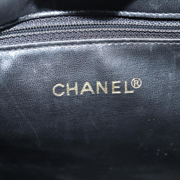 CHANEL COCO Mark Shoulder Bag Caviar Skin Black Gold CC Auth 121888