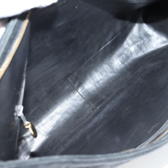 CHANEL COCO Mark Shoulder Bag Caviar Skin Black Gold CC Auth 121888