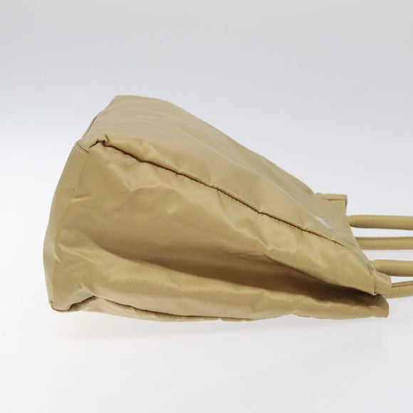 PRADA Hand Bag Nylon Beige Silver Auth 121920