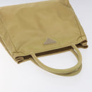 PRADA Hand Bag Nylon Beige Silver Auth 121920-6