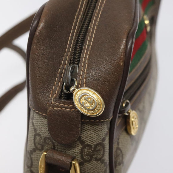 GUCCI GG Supreme Web Sherry Line Shoulder Bag PVC Beige 56 02 087 Auth 121924