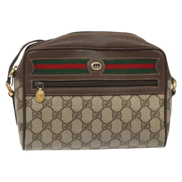 GUCCI GG Supreme Web Sherry Line Shoulder Bag PVC Beige 56 02 087 Auth 121924